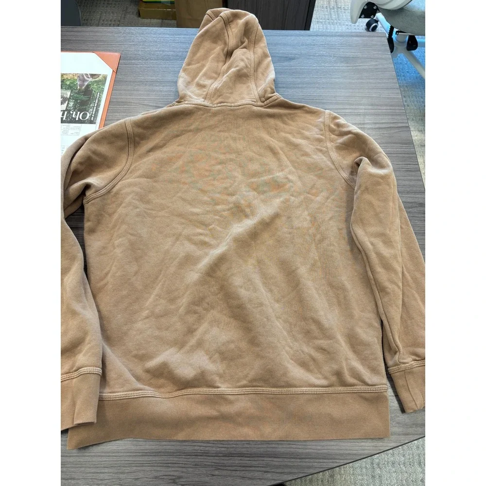 Nike Mini Swoosh Pullover Hoodie Womens Large Beige Brown Sweatshirt